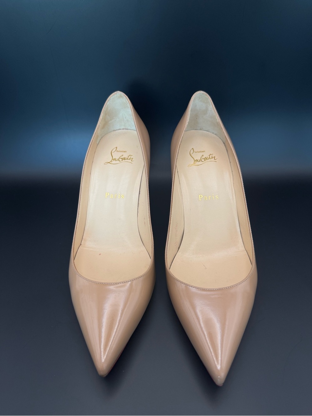 Christian Louboutin Lady Gena 85 Nude Patent Pumps Red Sole EU 38 - Picture 2 of 7